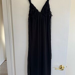 Oscar de la Renta Black Ruffle-Trim Maxi Dress